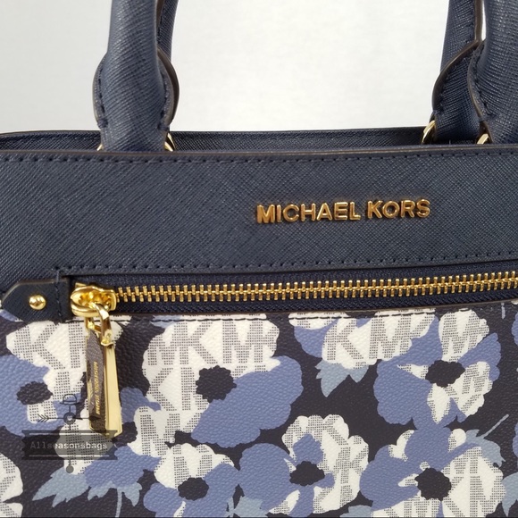 NWT Michael Kors Xs Hailee Satchel Navy Floral Bag - Picture 3 of 7